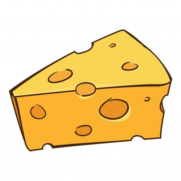 A drawing of a wedge of cheese